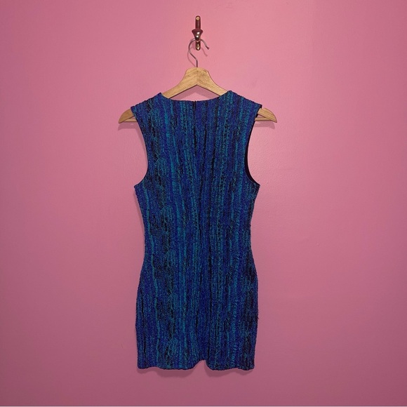 Zara Dress Women's Size Small Black Light Blue Textured Mini Bodycon Stretch NWT - Picture 9 of 13
